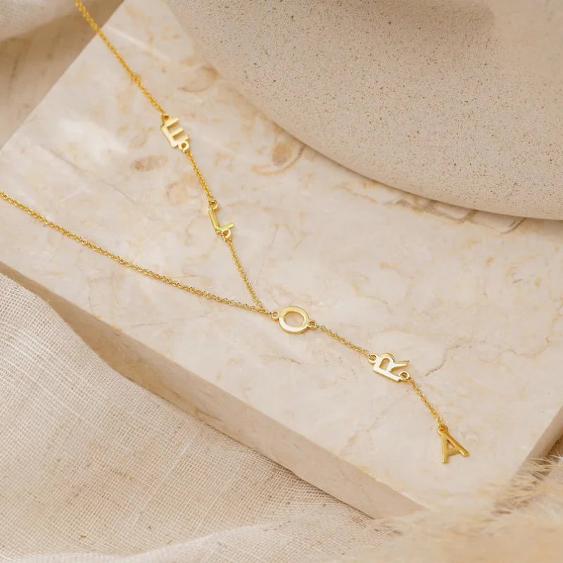 Custom Initial Necklace Personalized 18K Gold-Plated Stainless Steel Necklace For Women Cute Letter Customized Jewelry Gifts