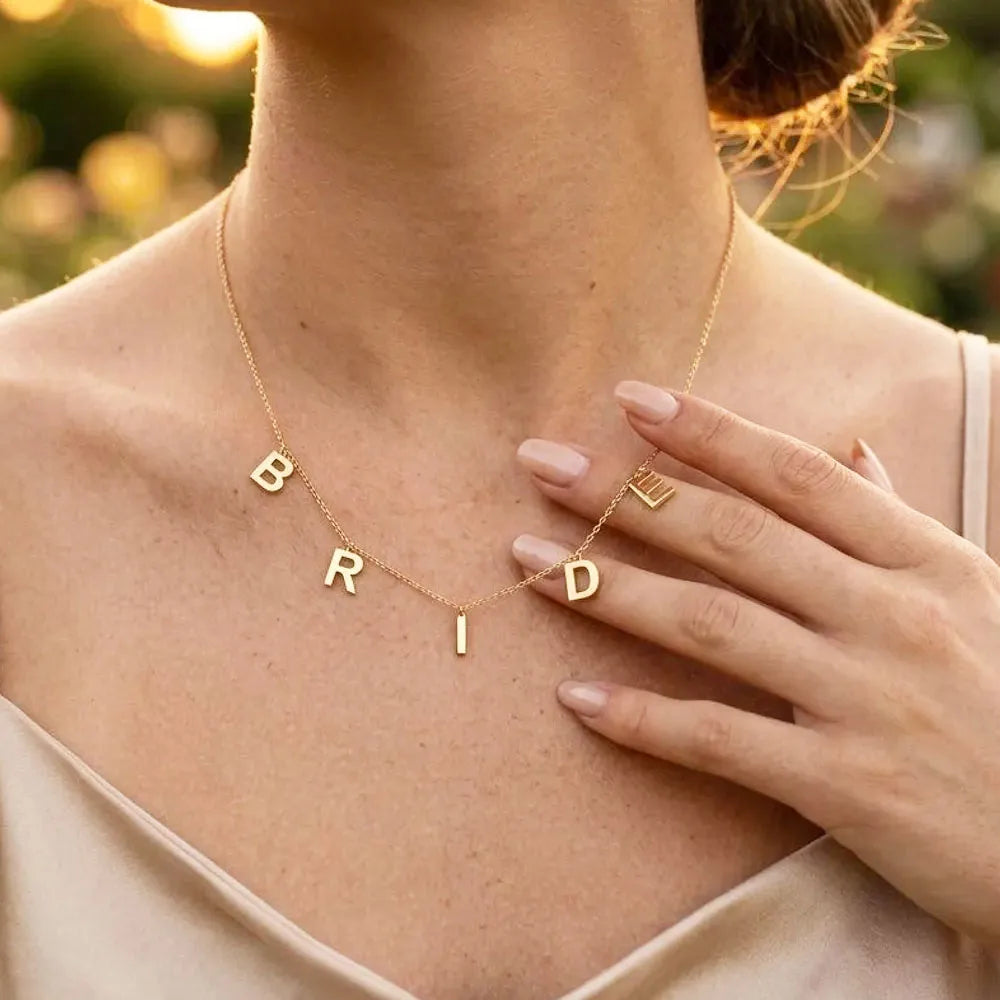 Personalized Initial Letter Necklaces Stainless Steel Custom Name Necklace Choker Jewelry For Women Stainless Steel Wedding Gift