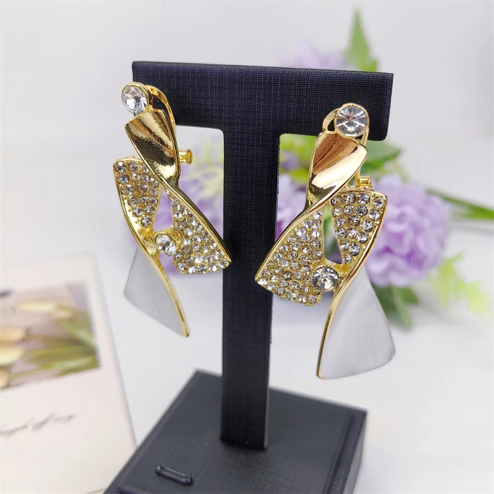 Fashion Luxury Jewelry Set High Quality Gorgeous Two Tone Design For Women Bridal Wedding Engagement Jewelry Italian