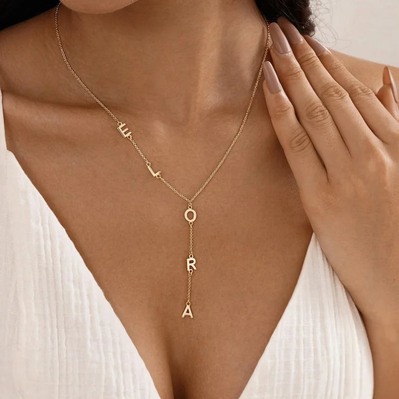 Custom Initial Necklace Personalized 18K Gold-Plated Stainless Steel Necklace For Women Cute Letter Customized Jewelry Gifts