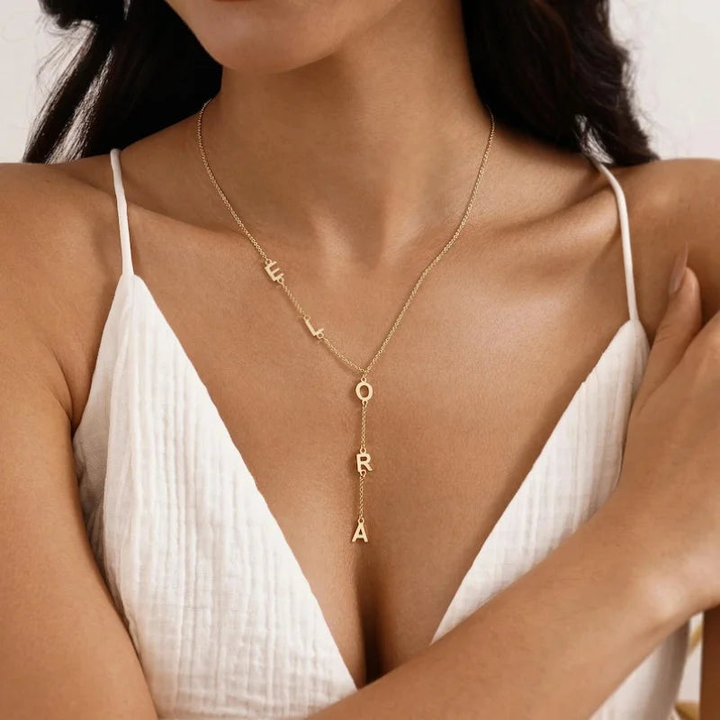Custom Initial Necklace Personalized 18K Gold-Plated Stainless Steel Necklace For Women Cute Letter Customized Jewelry Gifts