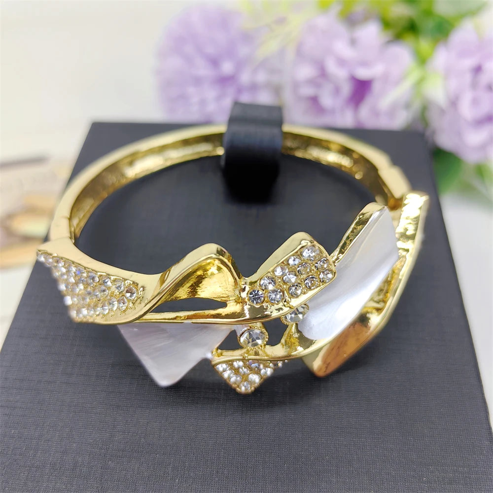 Fashion Luxury Jewelry Set High Quality Gorgeous Two Tone Design For Women Bridal Wedding Engagement Jewelry Italian