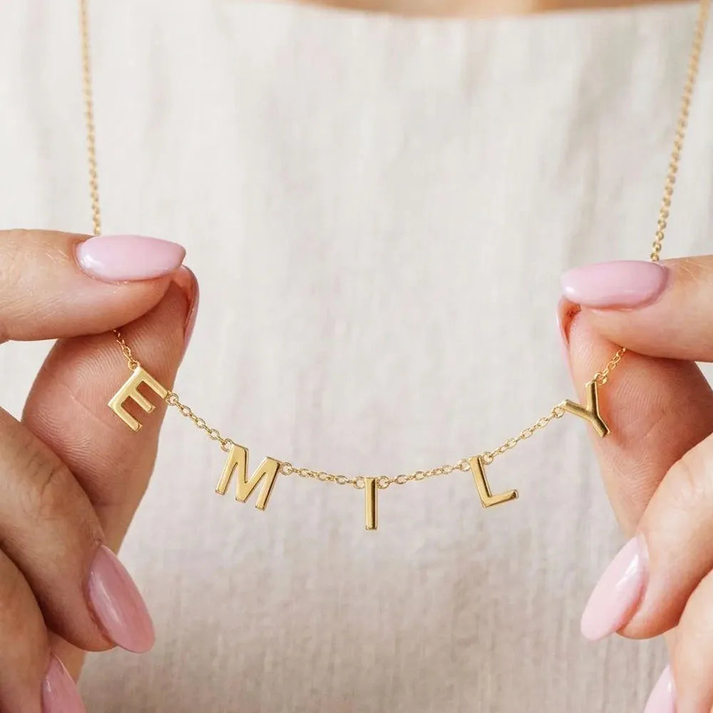 Personalized Initial Letter Necklaces Stainless Steel Custom Name Necklace Choker Jewelry For Women Stainless Steel Wedding Gift